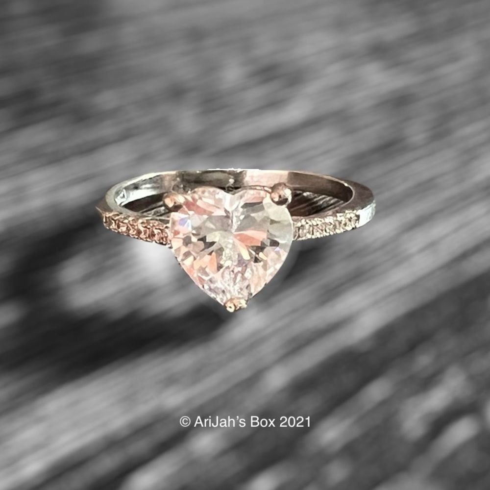 Silver Heart Diamond Ring - Picture 2 of 5